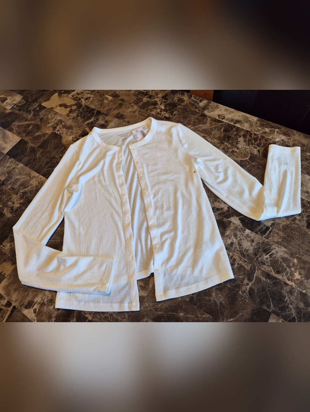 American Eagle White Button-Front Cardigan Sweater